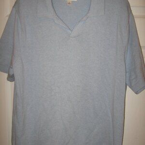 Goodfellow Johnny Collar Polo Men's Large Merino Feel Light Blue